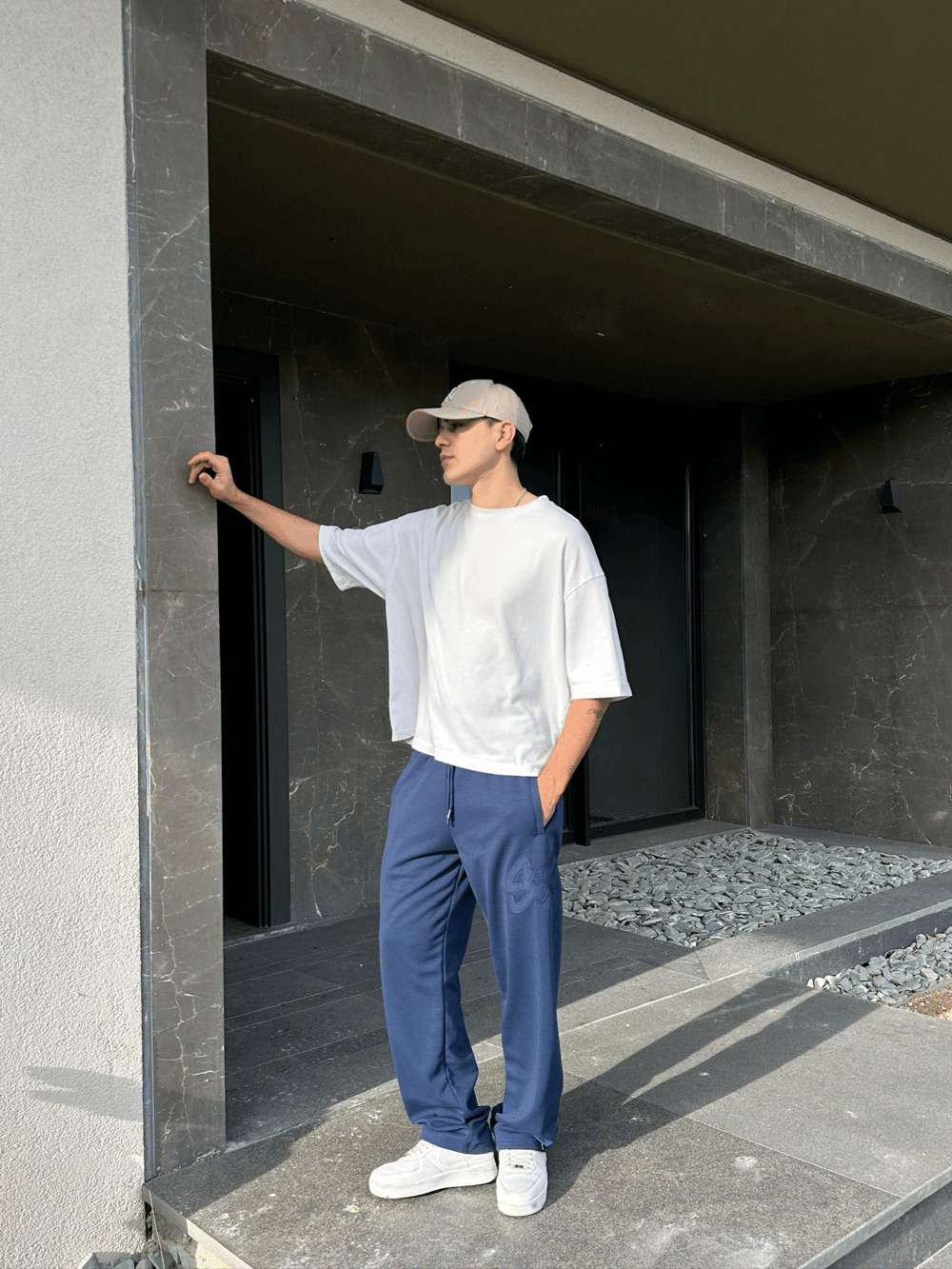 2 İPLİK KUMAŞ BAGGY KALIP PAÇA LASTİKLİ STW KABARTMA NAKIŞ EŞOFMAN ALTI LACİ