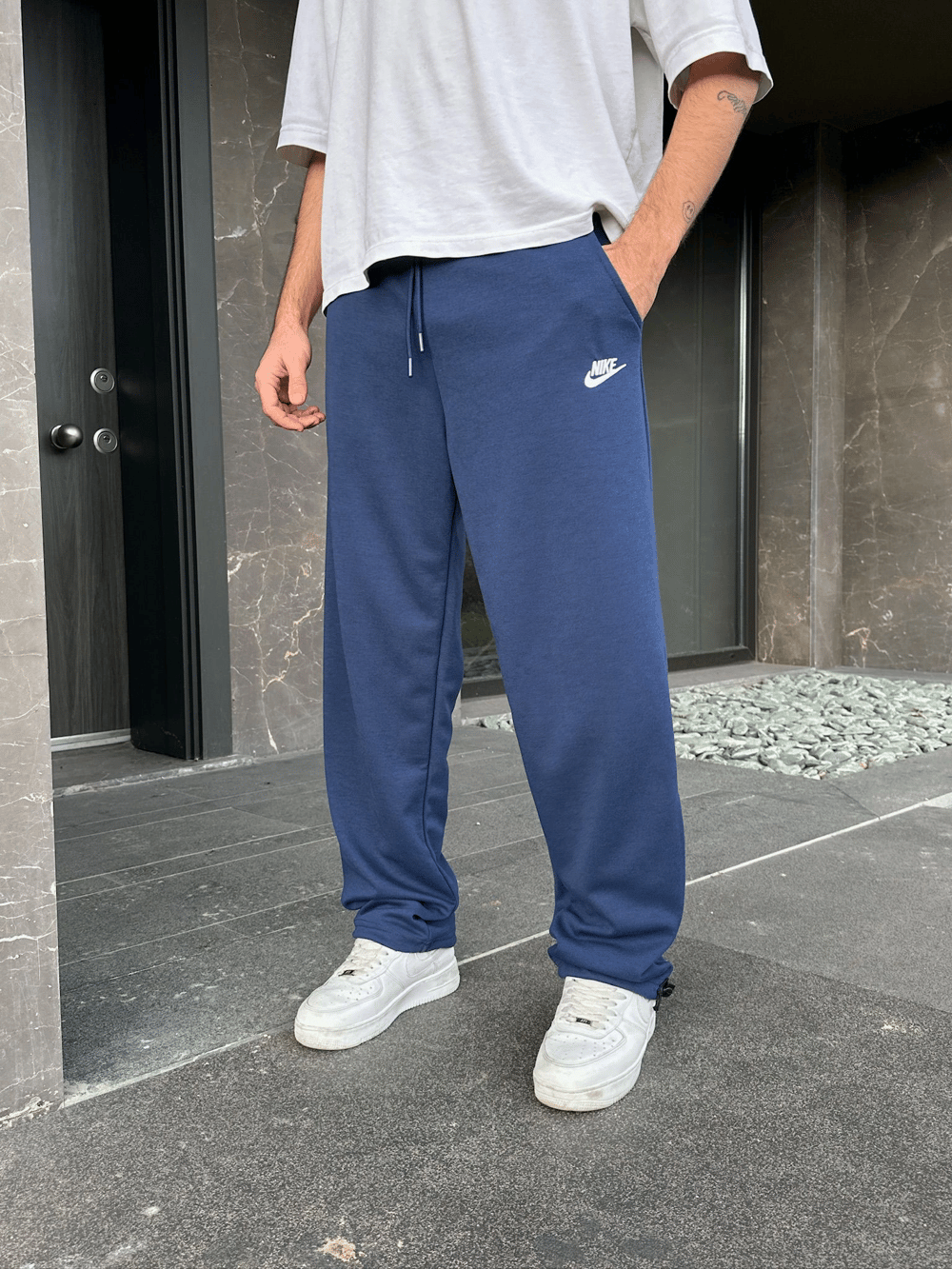 2 İPLİK KUMAŞ BAGGY KALIP PAÇA LASTİKLİ NK NAKIŞ EŞOFMAN ALTI LACİ