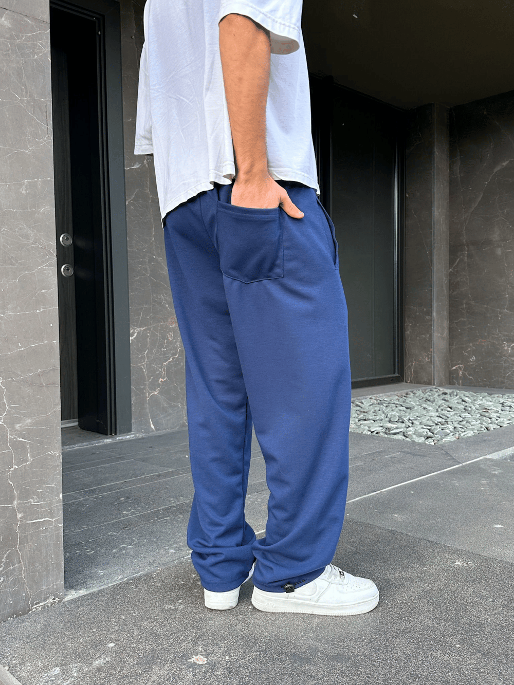 2 İPLİK KUMAŞ BAGGY KALIP PAÇA LASTİKLİ STW KABARTMA NAKIŞ EŞOFMAN ALTI LACİ