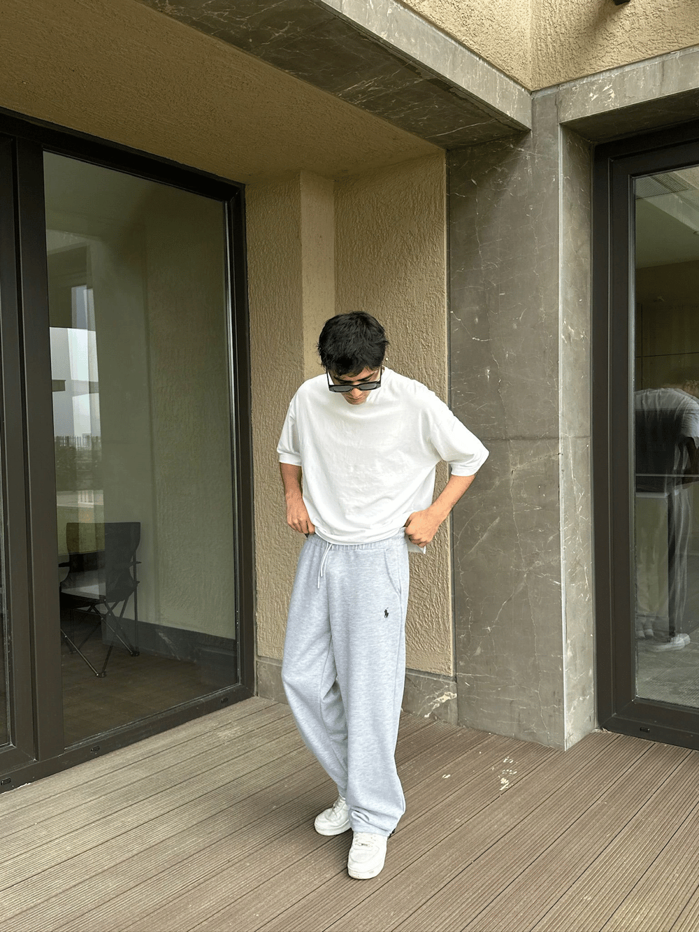 2 İPLİK KUMAŞ BAGGY KALIP PAÇA LASTİKLİ PLO EŞOFMAN ALTI GRİ