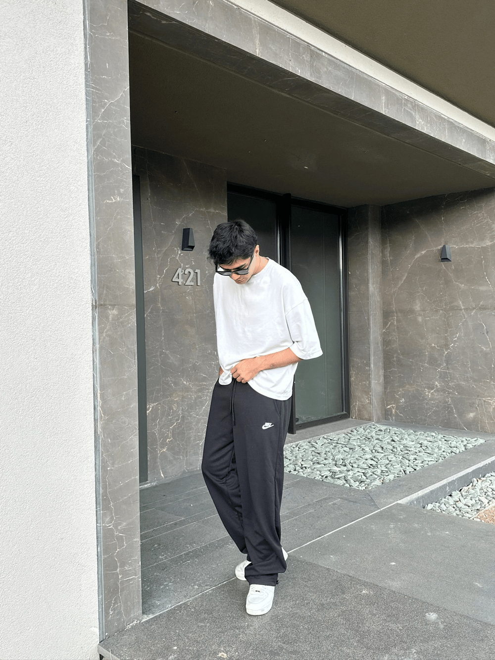 2 İPLİK KUMAŞ BAGGY KALIP PAÇA LASTİKLİ NK NAKIŞ EŞOFMAN ALTI SİYAH
