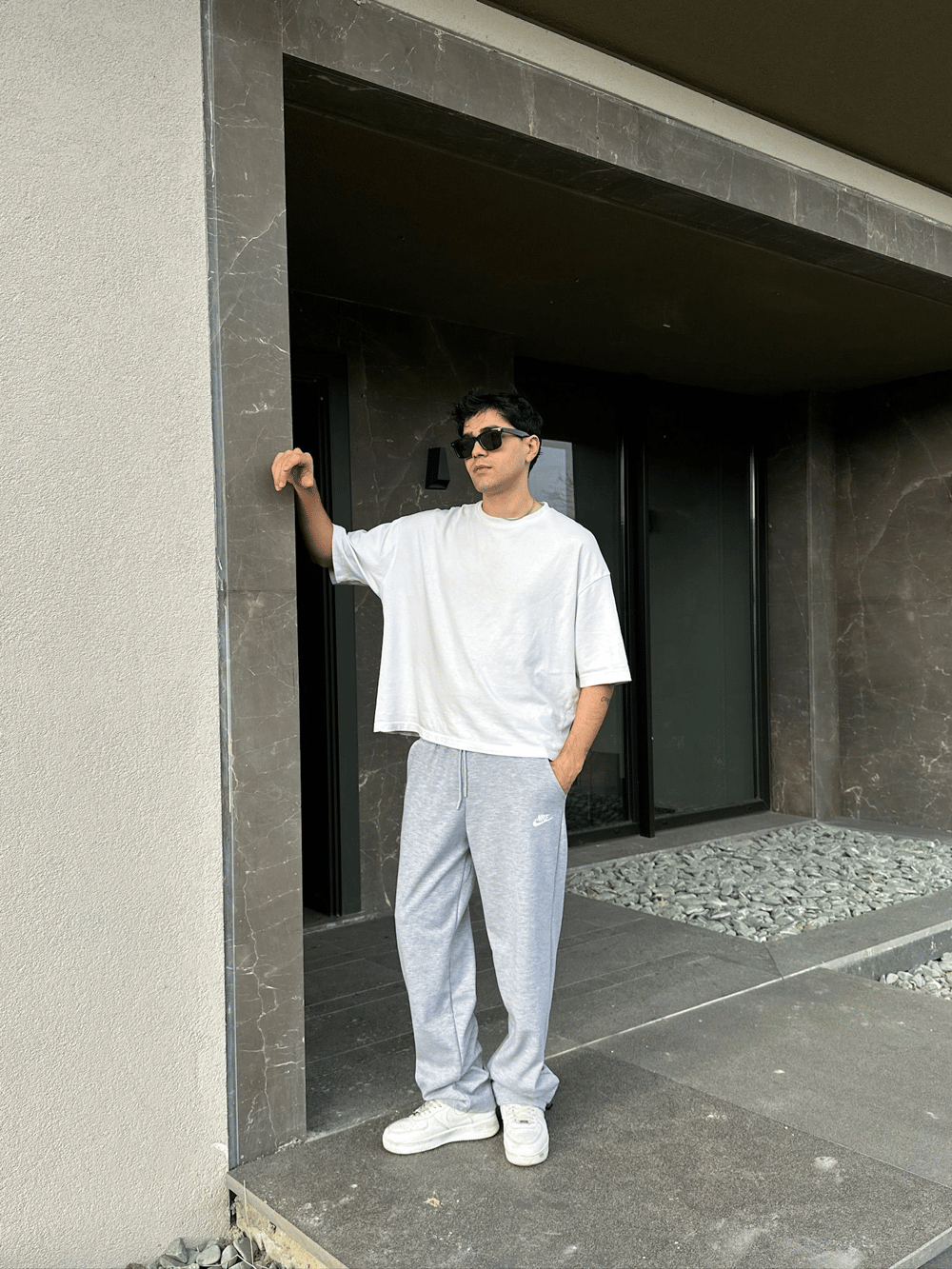 2 İPLİK KUMAŞ BAGGY KALIP PAÇA LASTİKLİ NK NAKIŞ EŞOFMAN ALTI GRİ