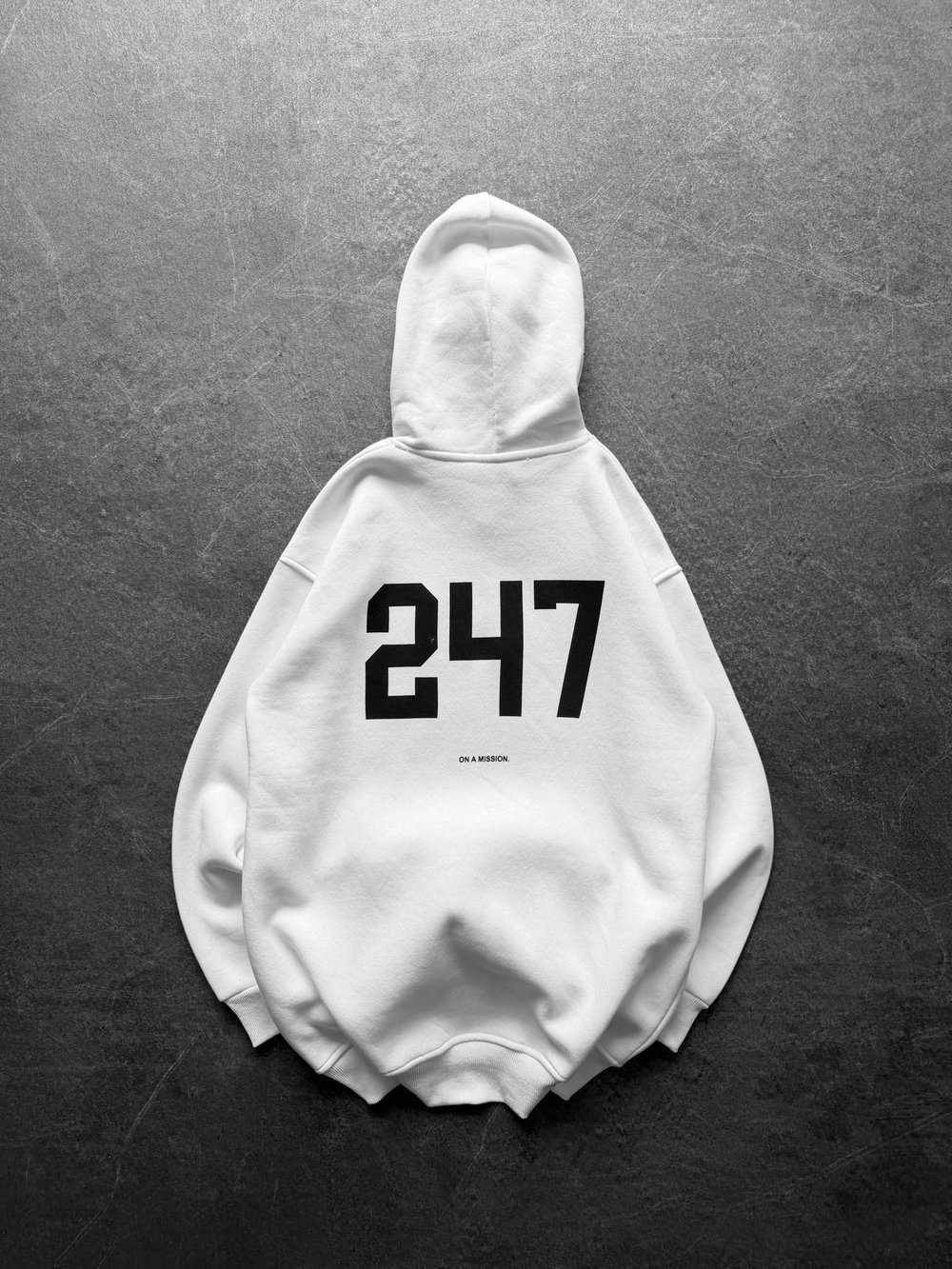 247 3 İPLİK ŞARDONLU KAPUŞONLU SWEAT BEYAZ