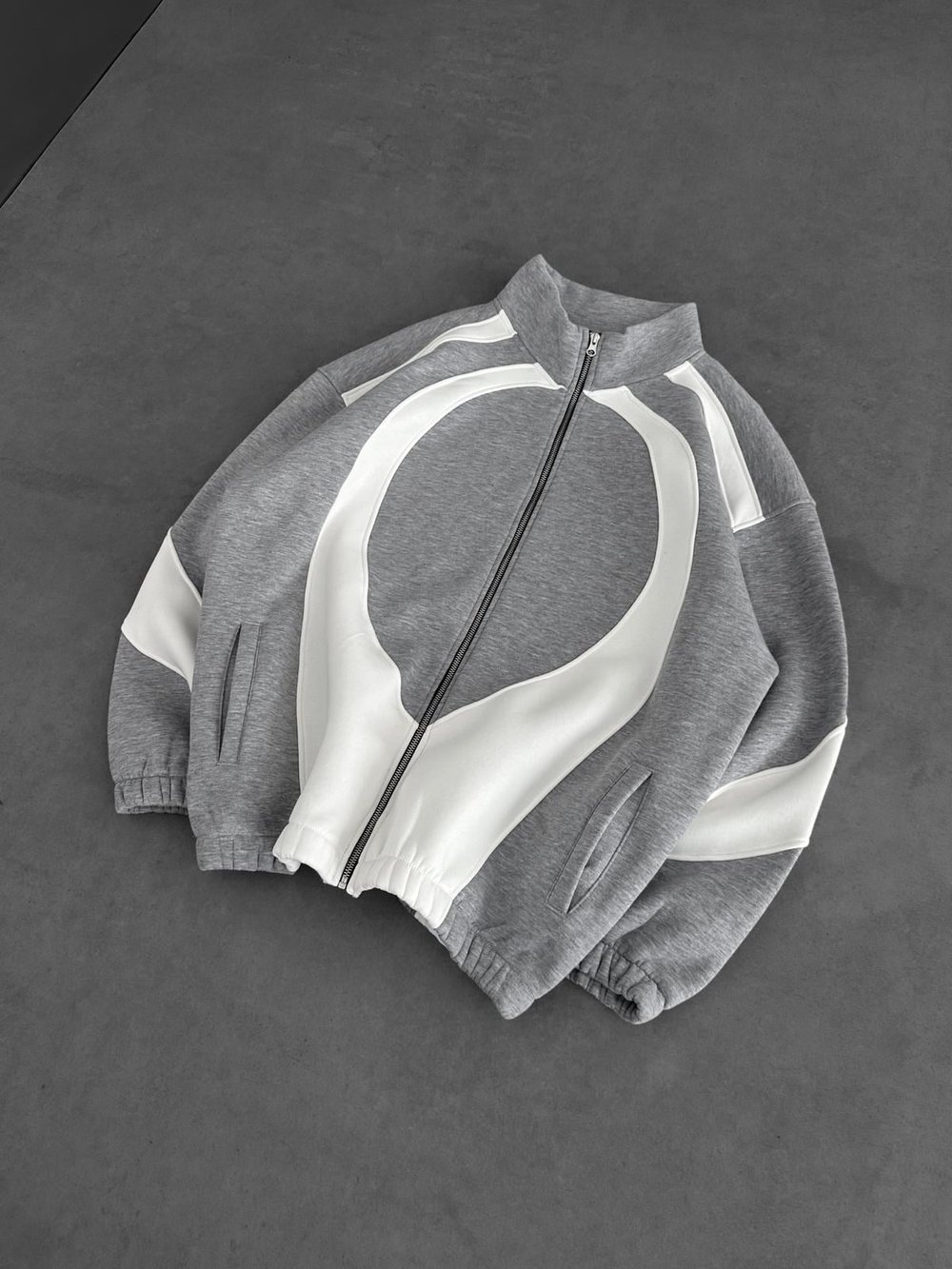 3 İPLİK OVAL PARÇALI YAKALI HIRKA GRİ