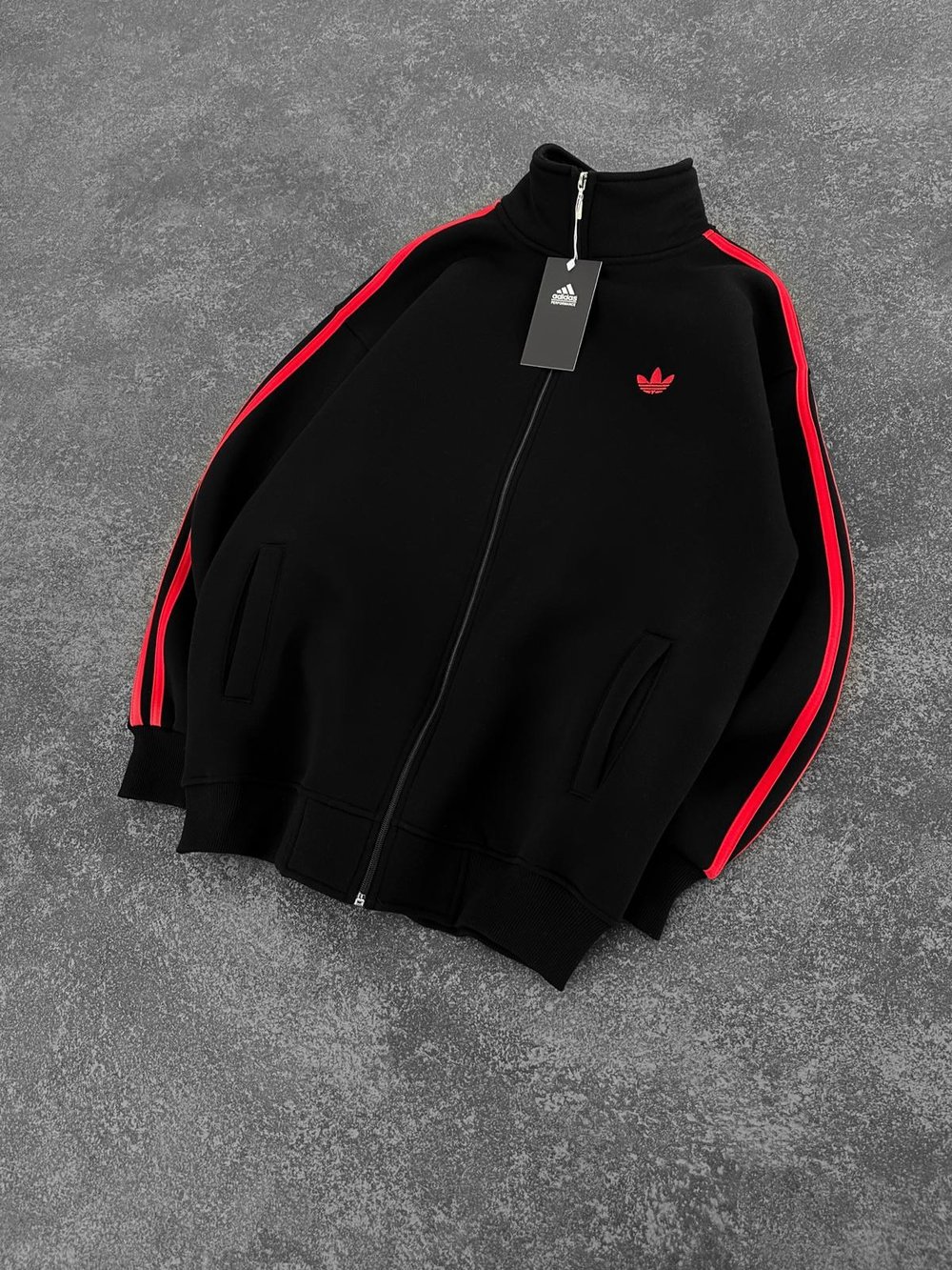AD SERİT RENKLİ 3 İPLİK PAMUKLU HIRKA KIRMIZI