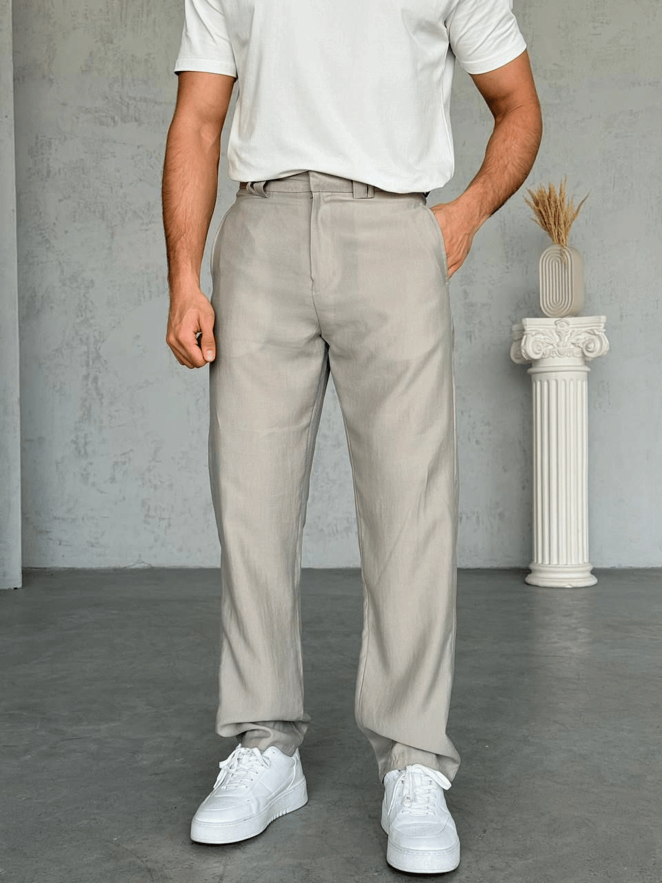 BAGGY DS TENSEL KUMAŞ PANTOLON KREM