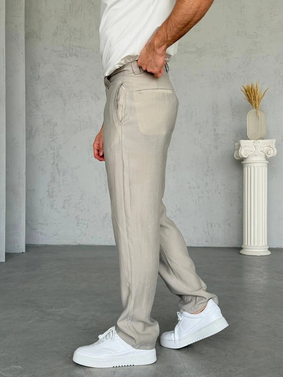 BAGGY DS TENSEL KUMAŞ PANTOLON KREM