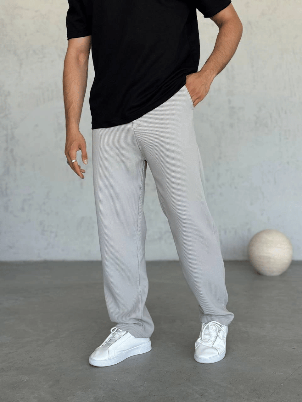 BAGGY KALIP DS FİTİLLİ PANTOLON GRİ