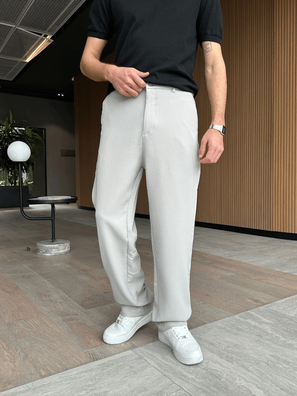 BAGGY KALIP FİTİLLİ DS PANTOLON BEJ
