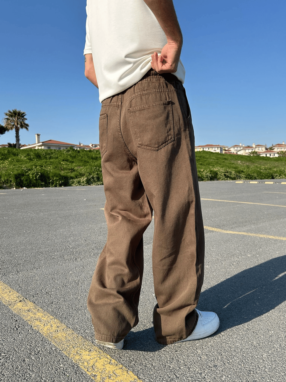 BAGGY KALIP GABARDİN KUMAŞ DS PANTOLON KAHVE