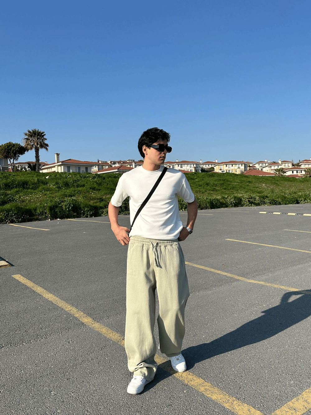 BAGGY KALIP GABARDİN KUMAŞ DS PANTOLON SU YEŞİLİ