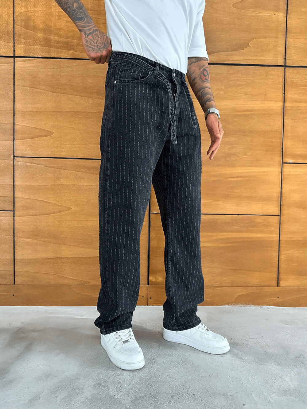 BAGGY KALIP KEMER DETAY TASARIM JEAN FÜME