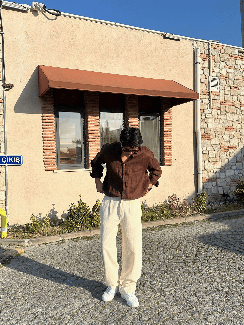 BAGGY KALIP KETEN KUMAŞ ŞERİTLİ DS PANTOLON KREM