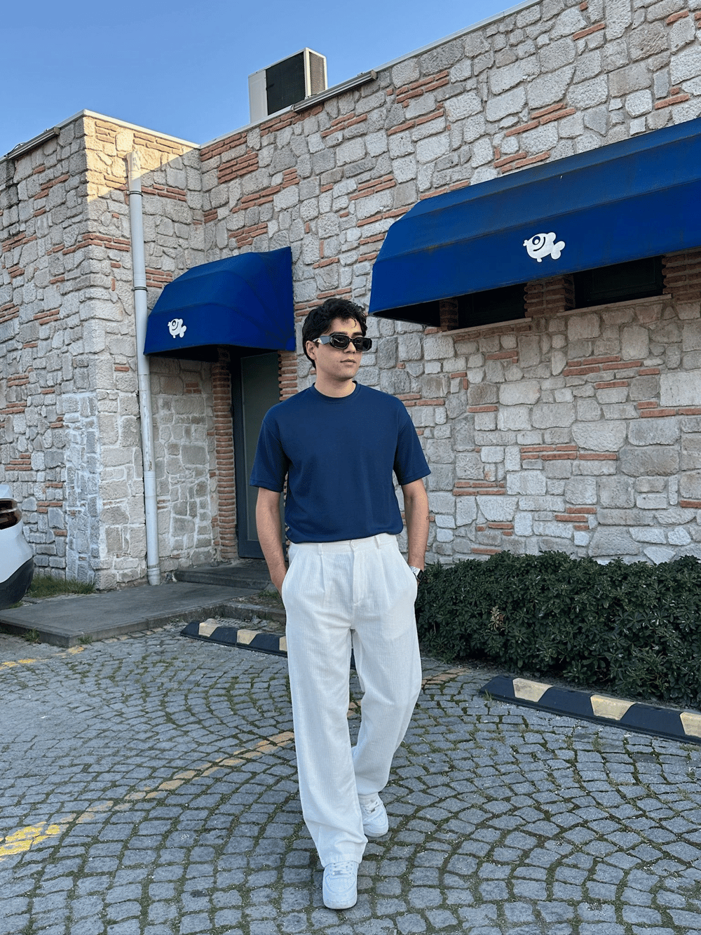 BAGGY KALIP KETEN KUMAŞ ŞERİTLİ DS PANTOLON BEYAZ