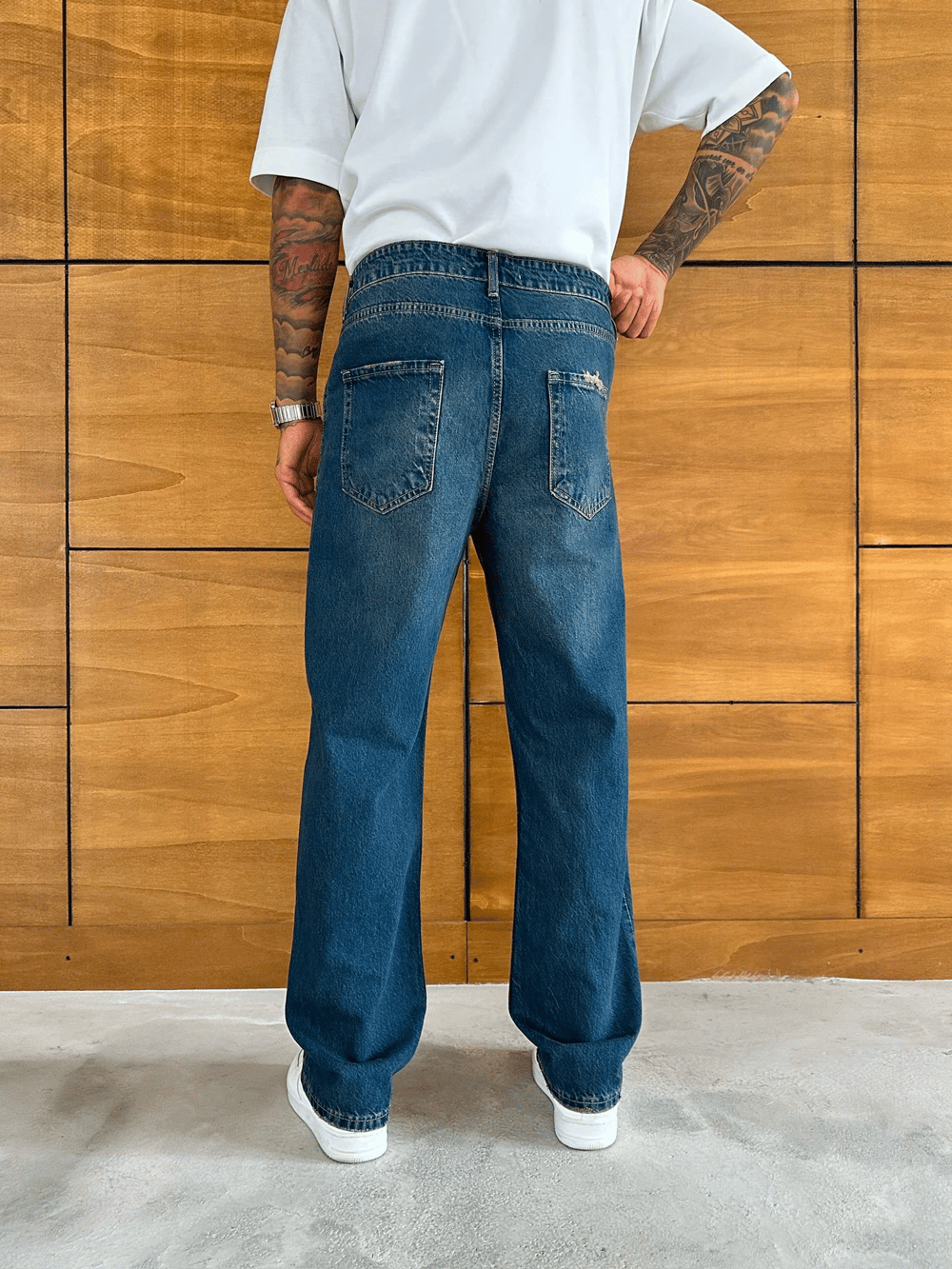BAGGY KALIP MOTİFLİ TASARIM JEAN MAVİ