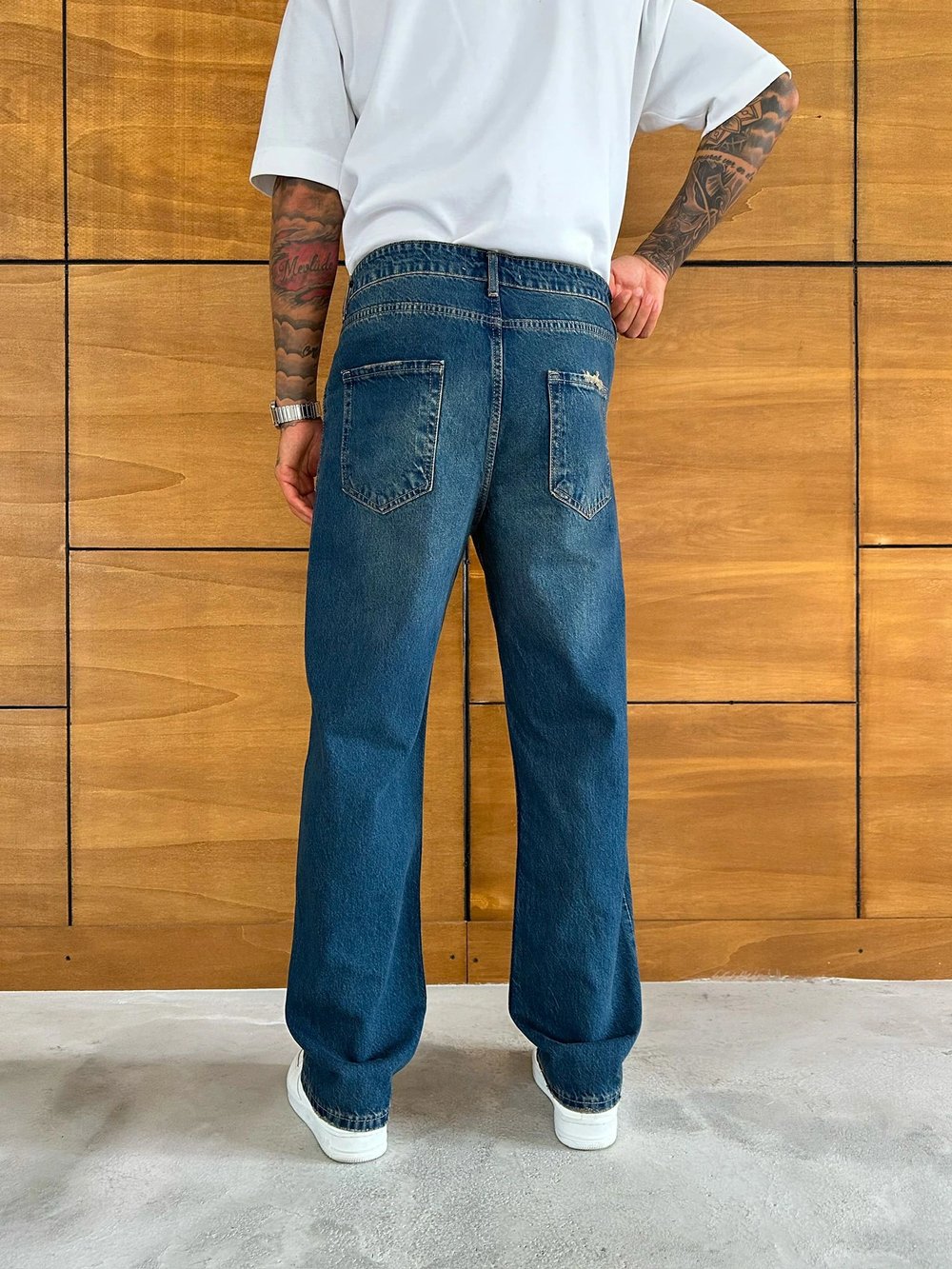 BAGGY KALIP MOTİFLİ TASARIM JEAN MAVİ