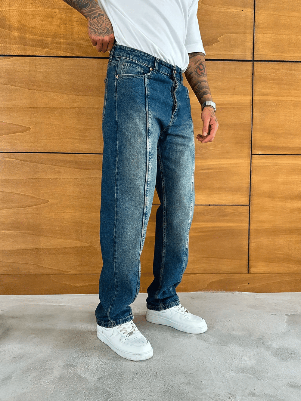 BAGGY KALIP ORTA DİKİŞ DETAY JEAN