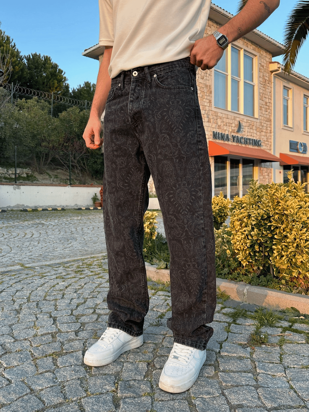 BAGGY KALIP ŞAL DESEN MORROW PANTOLON