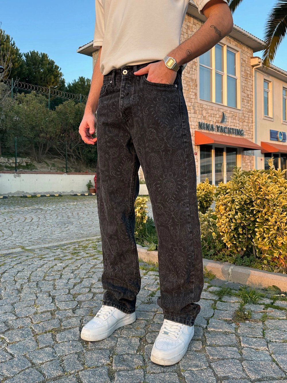BAGGY KALIP ŞAL DESEN MORROW PANTOLON