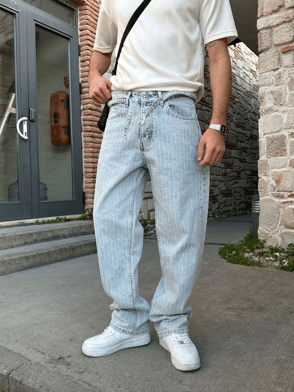 BAGGY KALIP ŞERİT DESENLİ KEMERLİ MORROW PANTOLON