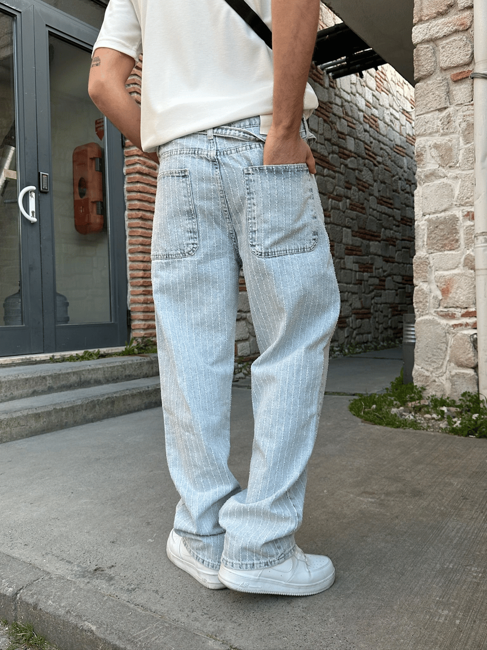 BAGGY KALIP ŞERİT DESENLİ KEMERLİ MORROW PANTOLON