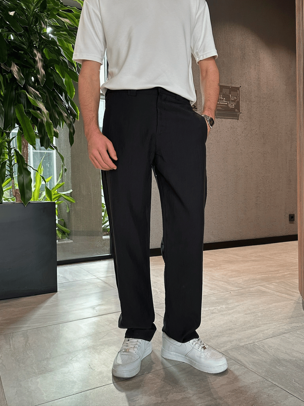 BAGGY KALIP TENSEL KUMAŞ DS PANTOLON SİYAH