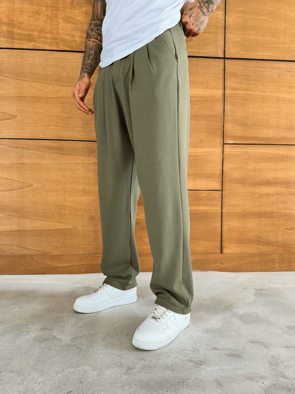 BAGGY KALIP WELL PİLELİ PANTOLON HAKİ