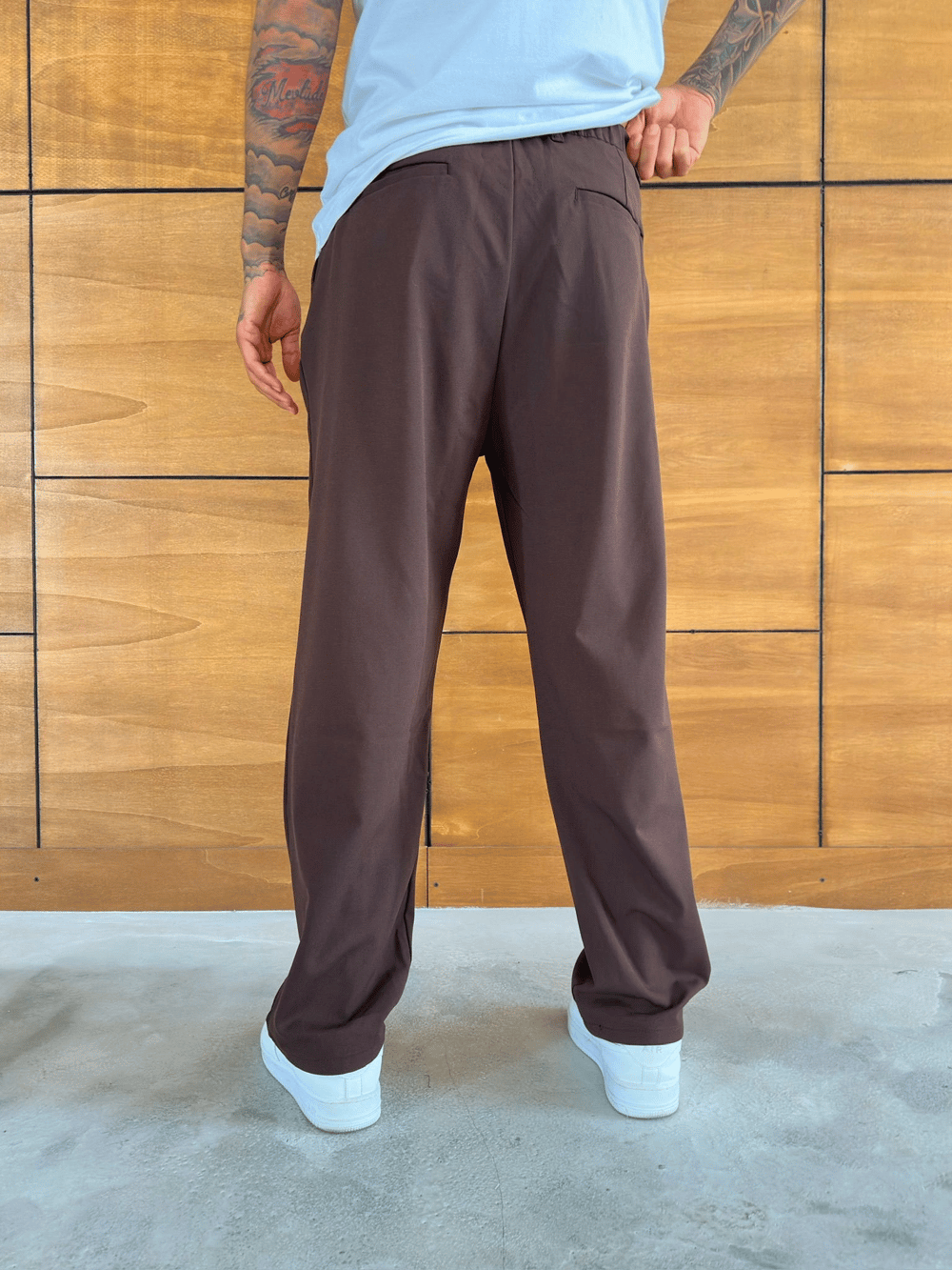 BAGGY KALIP WELL PİLELİ PANTOLON KAHVE