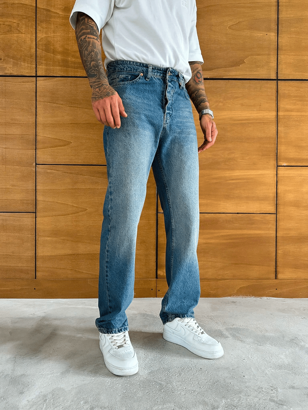 BAGGY KALIP YIKAMALI JEAN MAVİ
