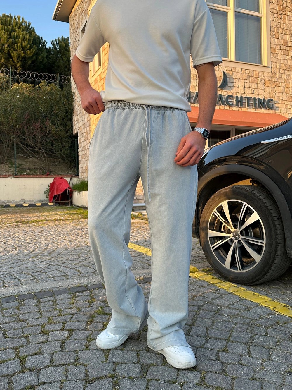 BAGGY KALIP YIKAMALI KUMAŞ MORROW EŞOFMAN BEYAZ
