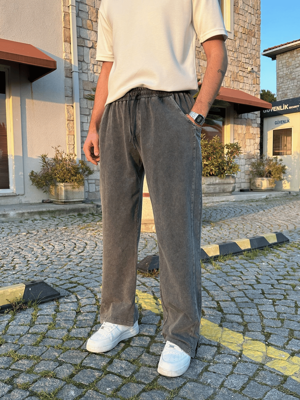 BAGGY KALIP YIKAMALI KUMAŞ MORROW EŞOFMAN FÜME