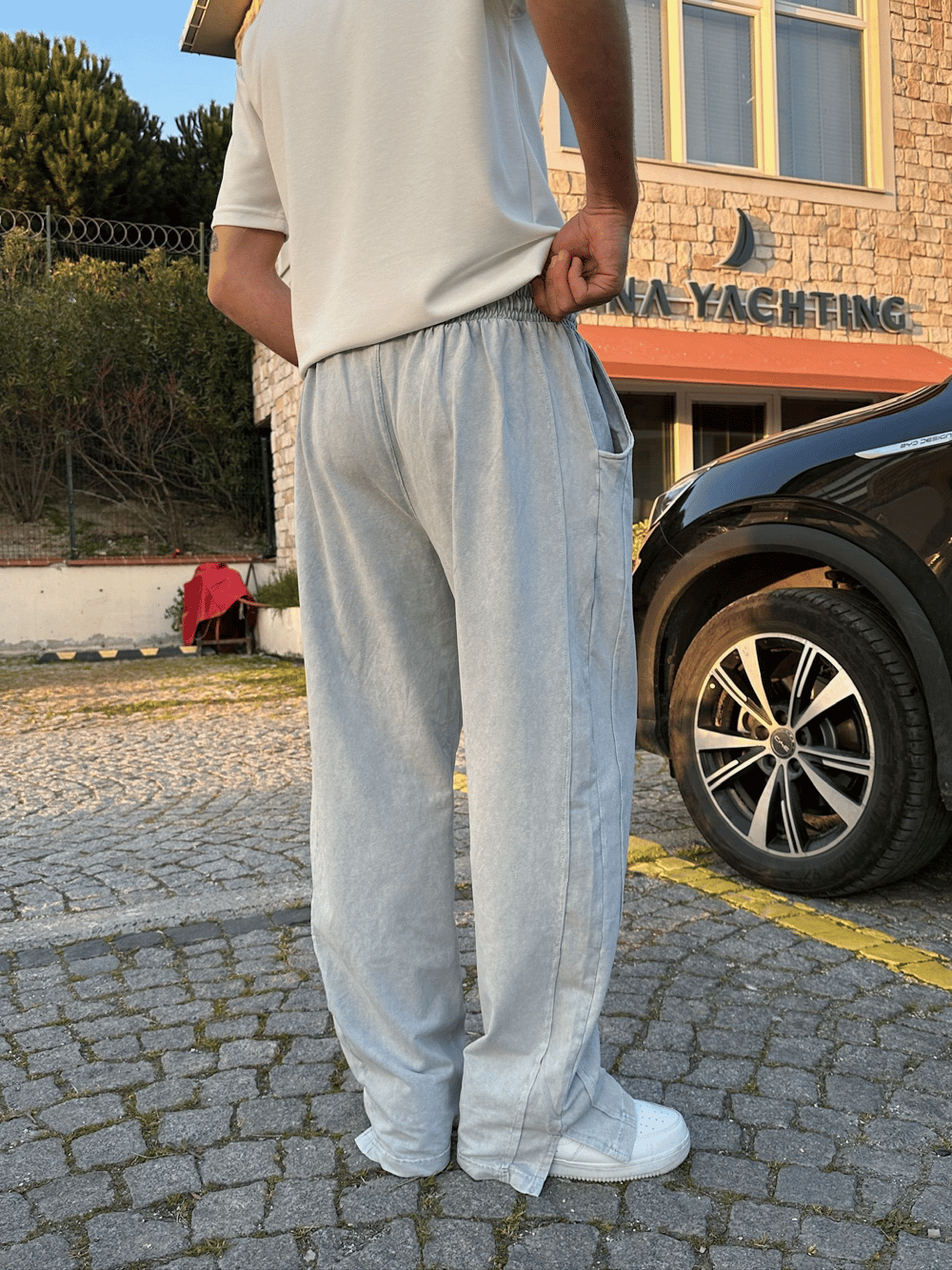 BAGGY KALIP YIKAMALI KUMAŞ MORROW EŞOFMAN BEYAZ