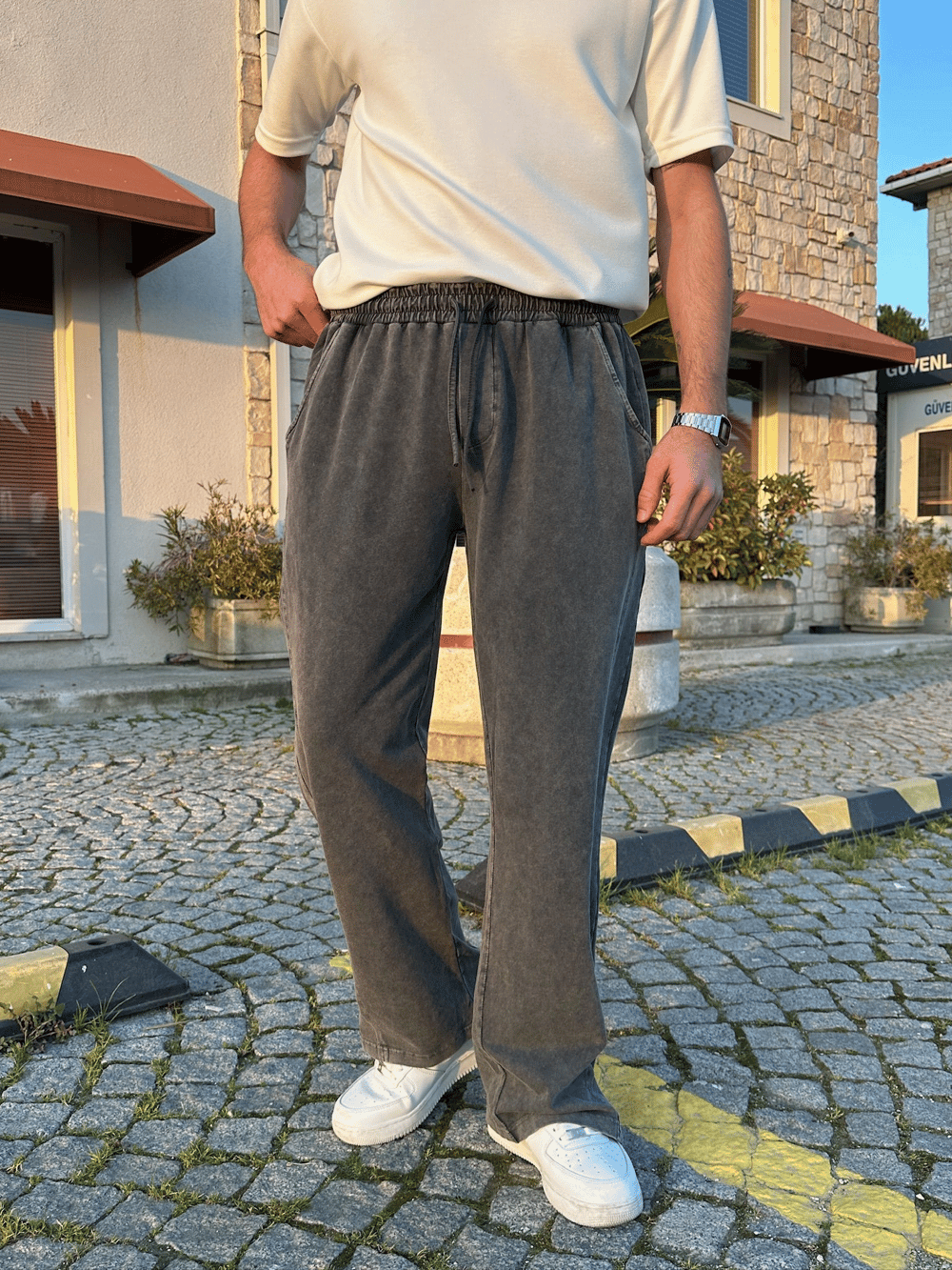 BAGGY KALIP YIKAMALI KUMAŞ MORROW EŞOFMAN FÜME