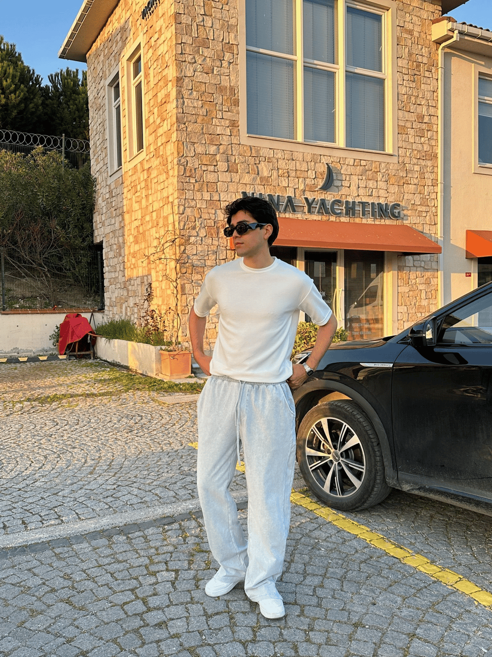 BAGGY KALIP YIKAMALI KUMAŞ MORROW EŞOFMAN BEYAZ