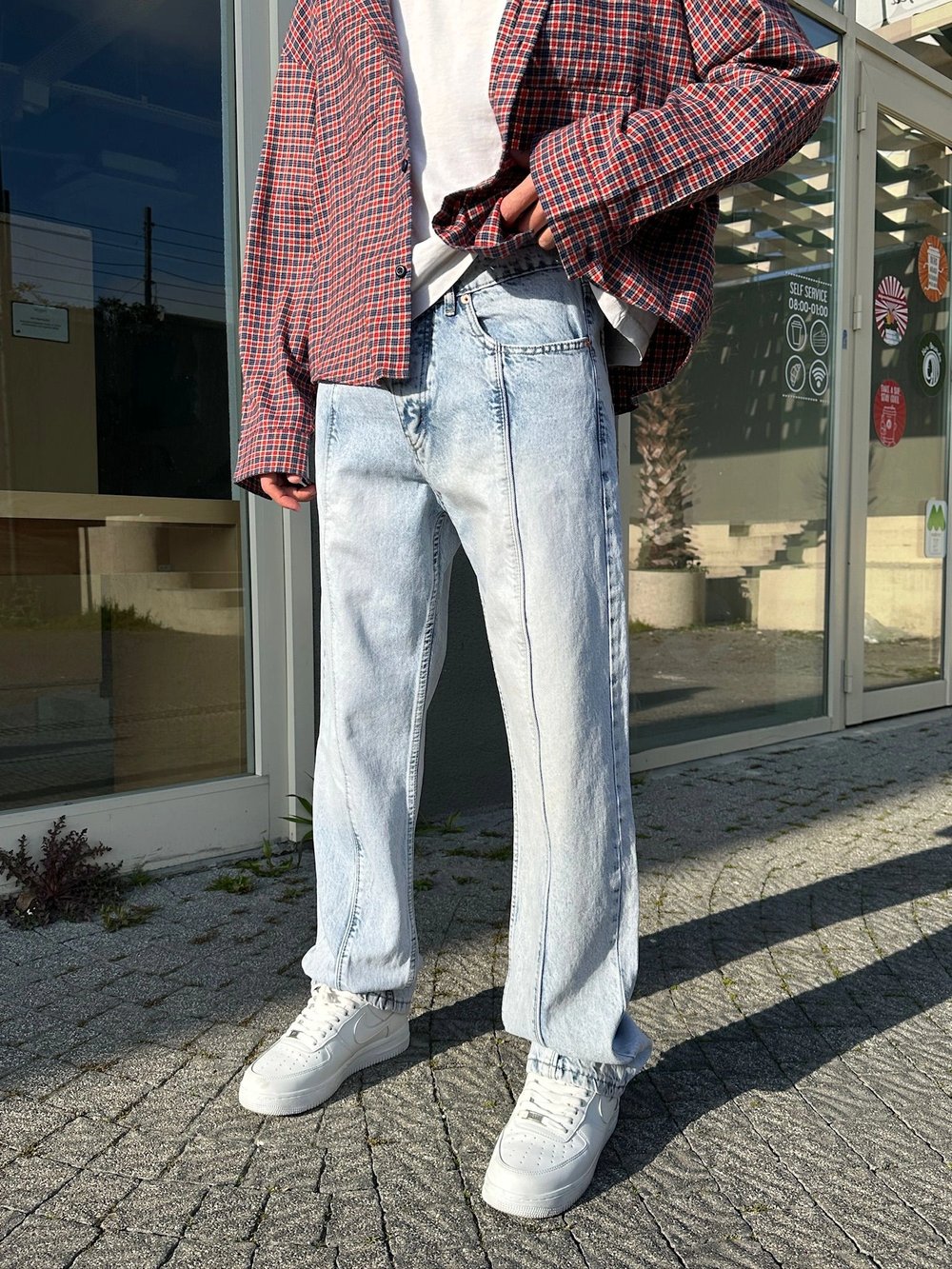 BAGGY ORTA PARCA DS KOT PANTOLON BUZ MAVİSİ