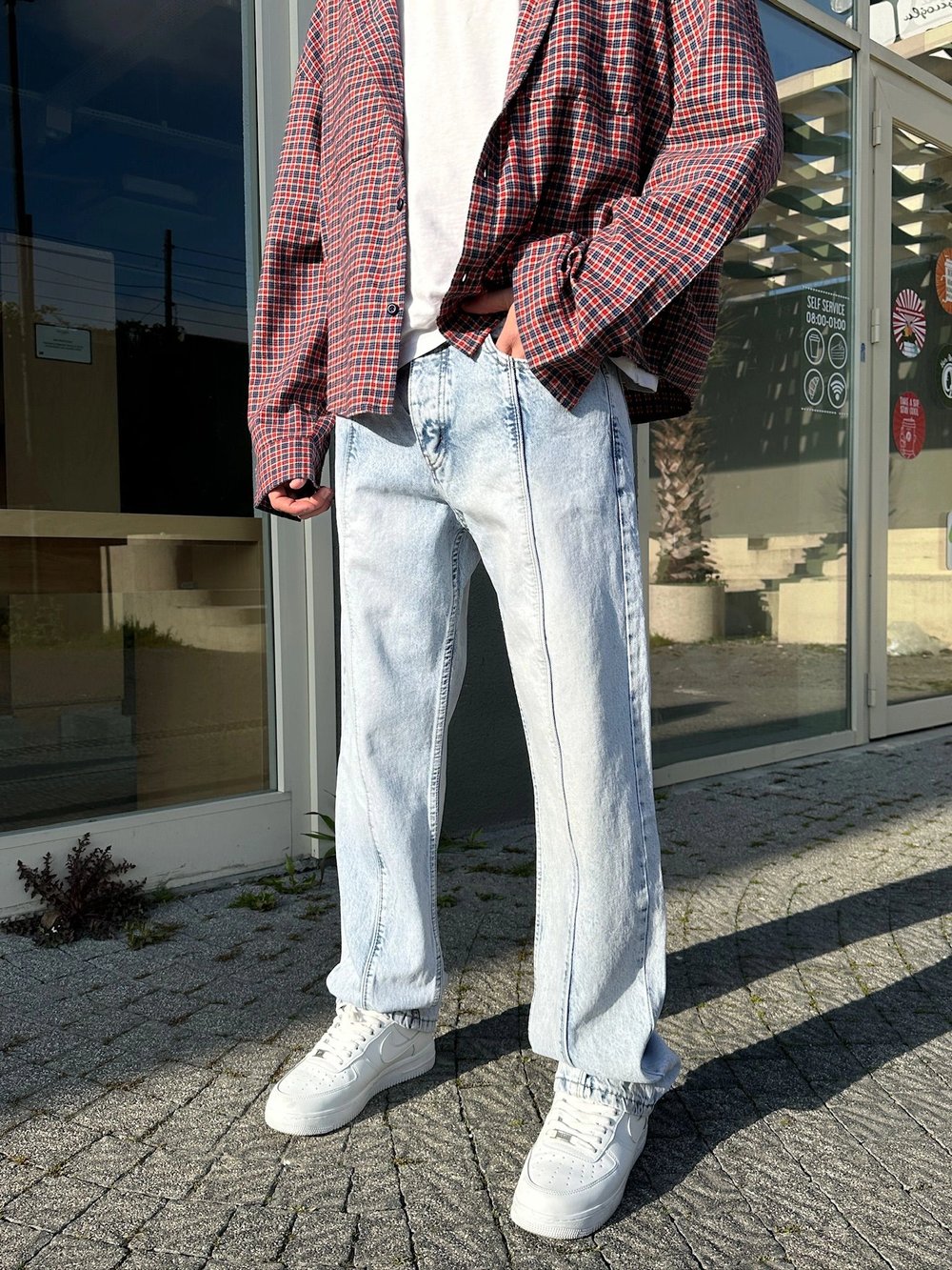 BAGGY ORTA PARCA DS KOT PANTOLON BUZ MAVİSİ