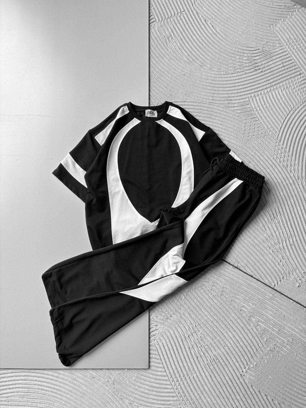 BASIC OVAL PARÇALI OVERSIZE EŞOFMAN TAKIMI SİYAH