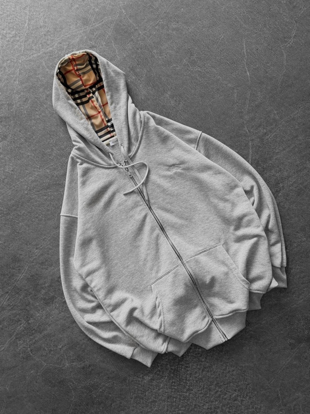 BB NAKIŞLI OVERSİZE 3 İPLİK PAMUKLU HIRKA GRİ