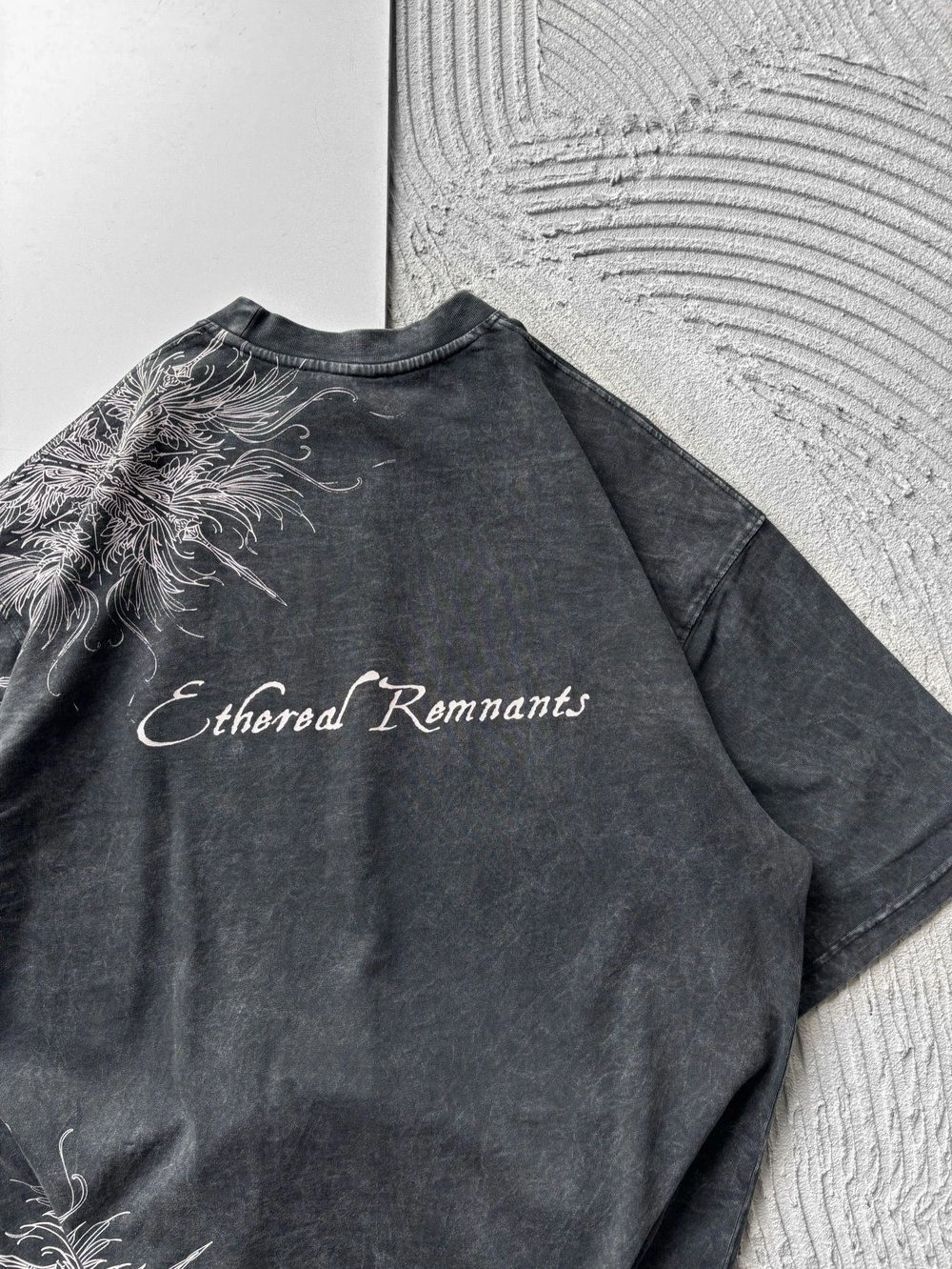 BISIKLET YAKA YIKAMALI KUMAŞ ETHEREAL OVERSIZE TSHIRT SİYAH