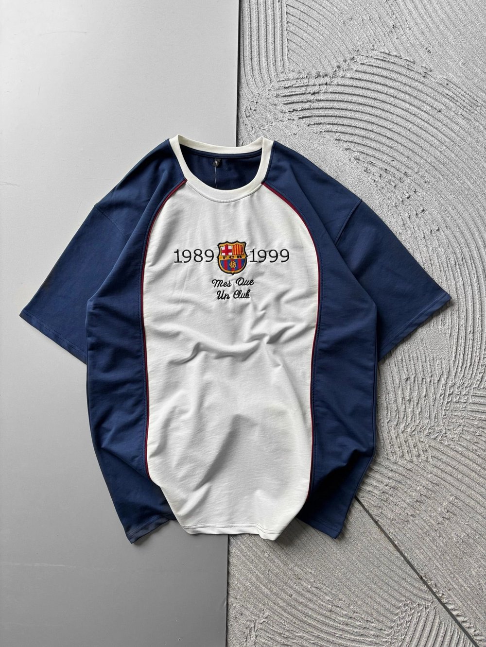 BİSKLET YAKA 1989 NAKIŞ BARCA OVERSİZE TSHİRT BEYAZ
