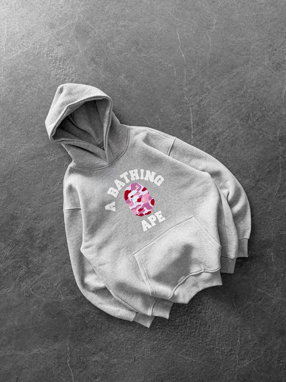 BP PEMBE BASKI 3 İPLİK PAMUKLU KUMAŞ OVERSİZE SWEAT GRİ