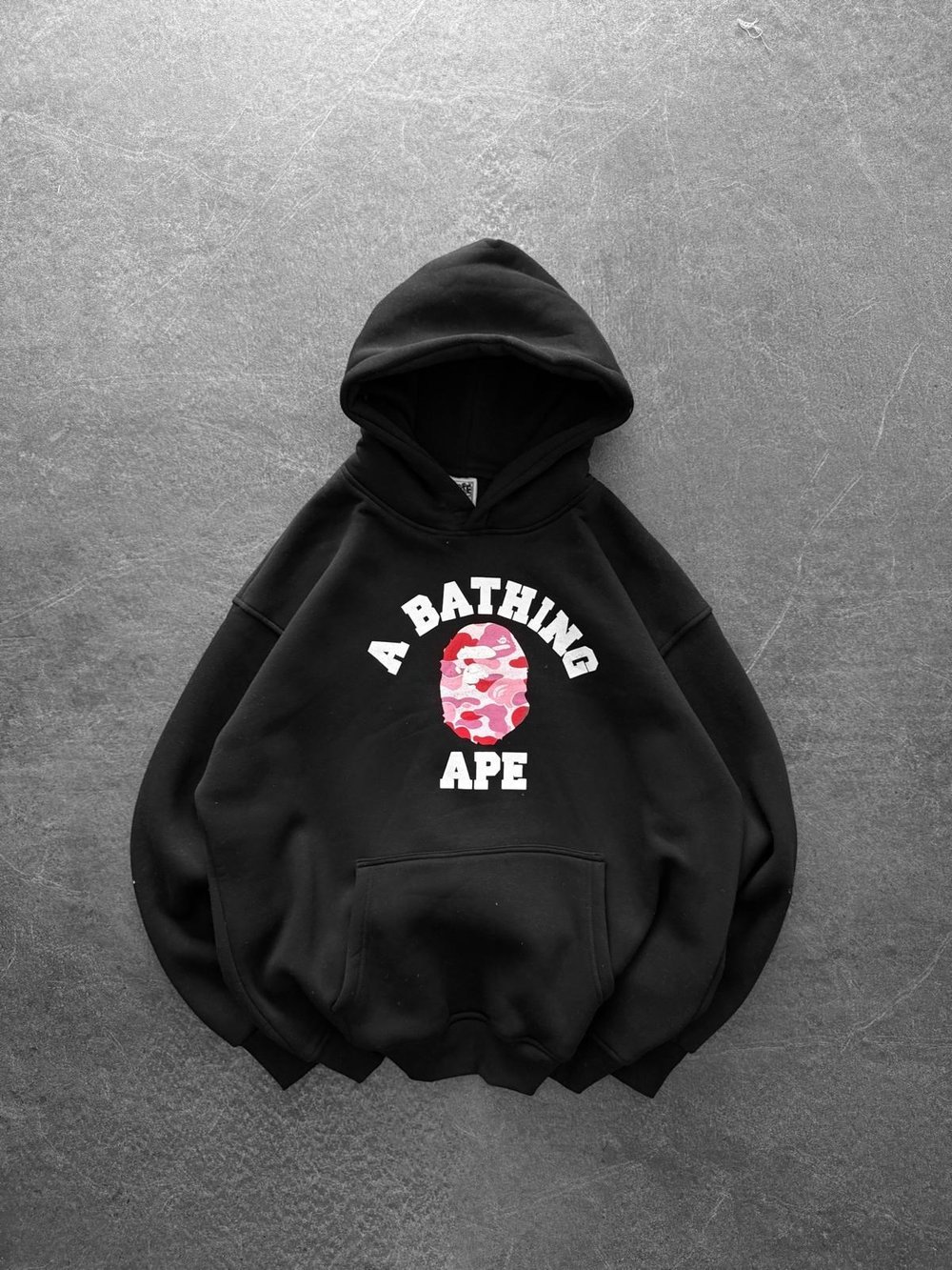 BP PEMBE BASKI 3 İPLİK PAMUKLU KUMAŞ OVERSİZE SWEAT SİYAH
