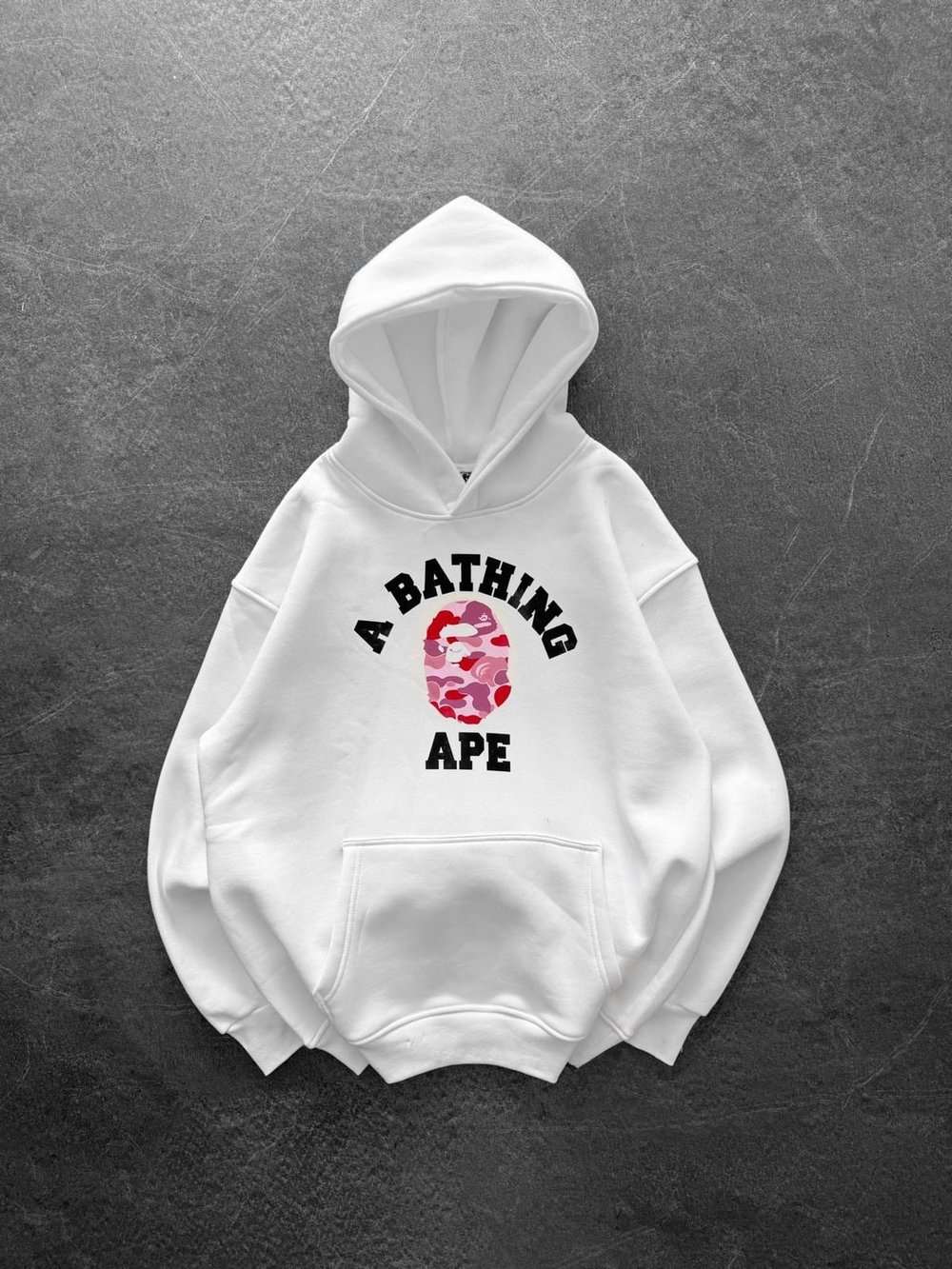 BP PEMBE BASKI 3 İPLİK PAMUKLU KUMAŞ OVERSİZE SWEAT BEYAZ
