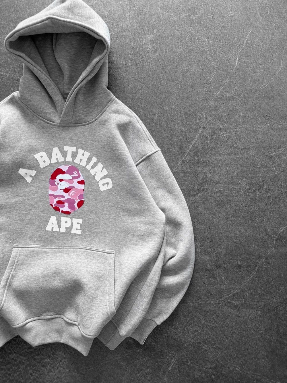 BP PEMBE BASKI 3 İPLİK PAMUKLU KUMAŞ OVERSİZE SWEAT GRİ