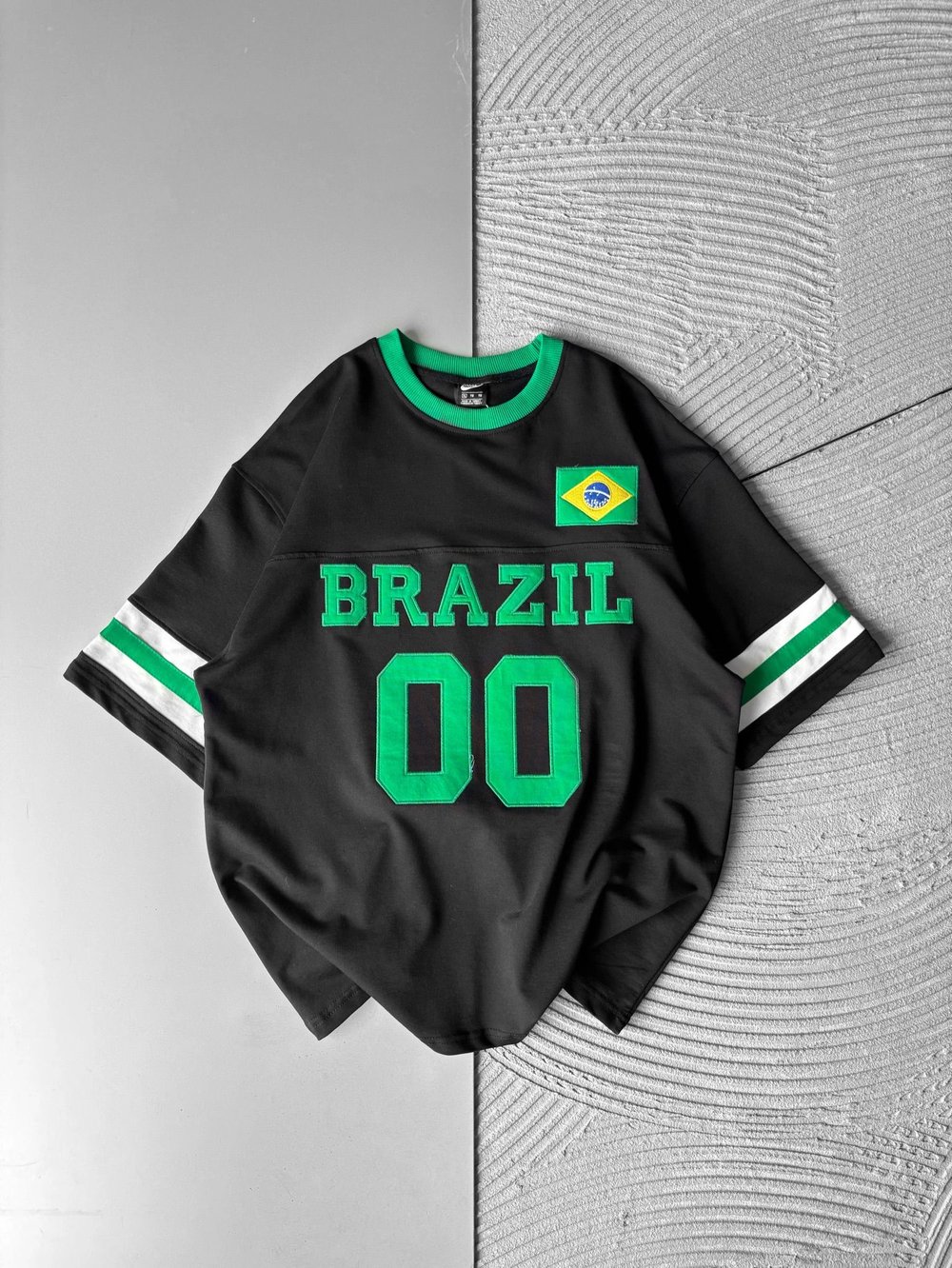 BRASİL 00 POLO YAKA OVERSİZE TSHİRT SİYAH