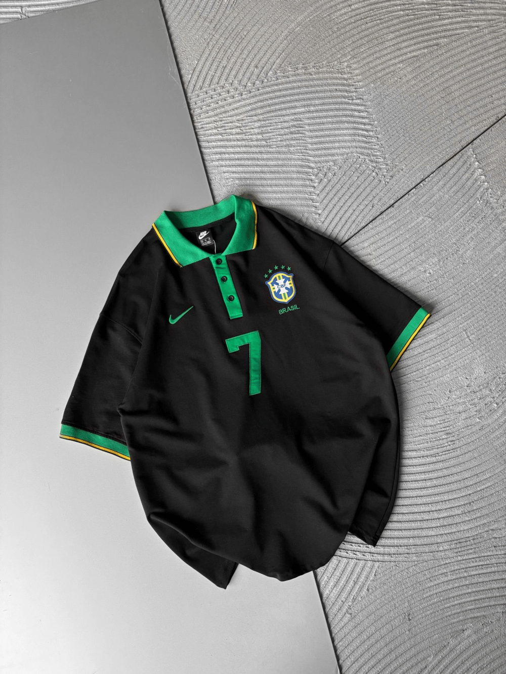 BRASİL 7 POLO YAKA OVERSİZE TSHİRT SİYAH
