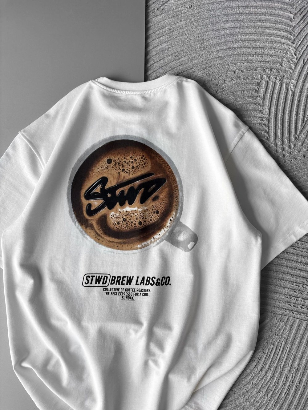BREW LABS KAHVE BASKI OVERSİZE TSHİRT BEYAZ