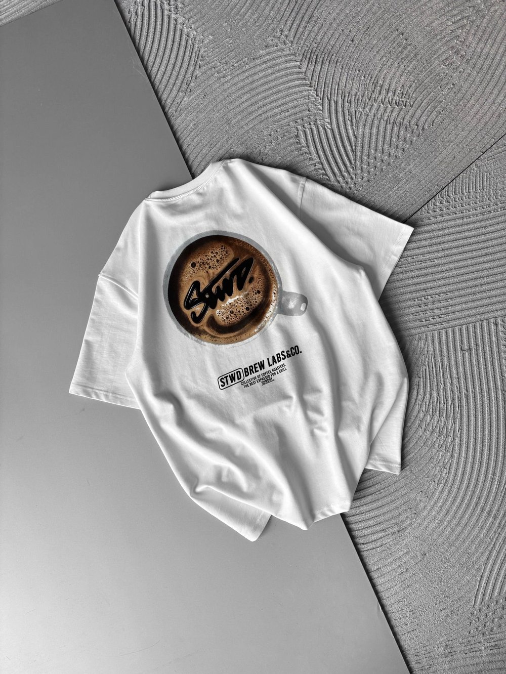 BREW LABS KAHVE BASKI OVERSİZE TSHİRT BEYAZ