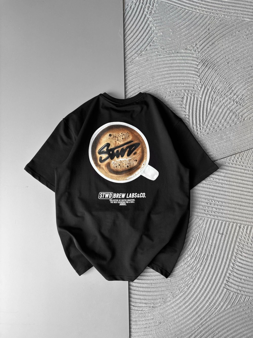 BREW LABS KAHVE BASKI OVERSİZE TSHİRT SİYAH