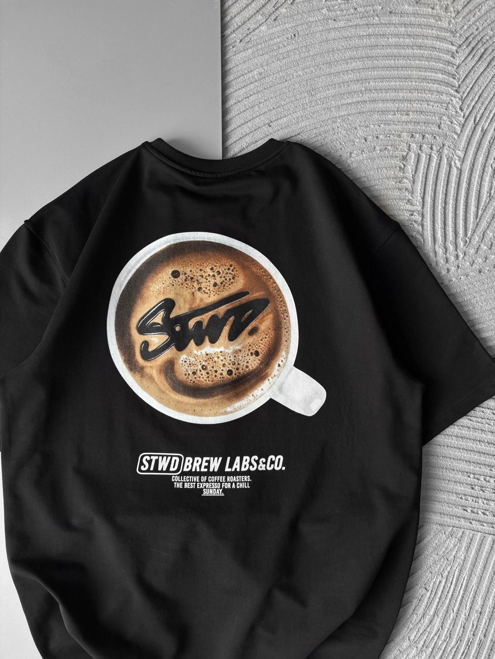 BREW LABS KAHVE BASKI OVERSİZE TSHİRT SİYAH